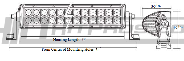 32 Inch 180 Watt CREE LED Off Road Light Bar Dimensions