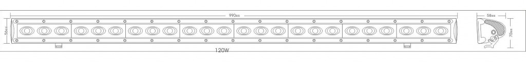 40 Inch Single Row CREE LED Light Bar Dimensions