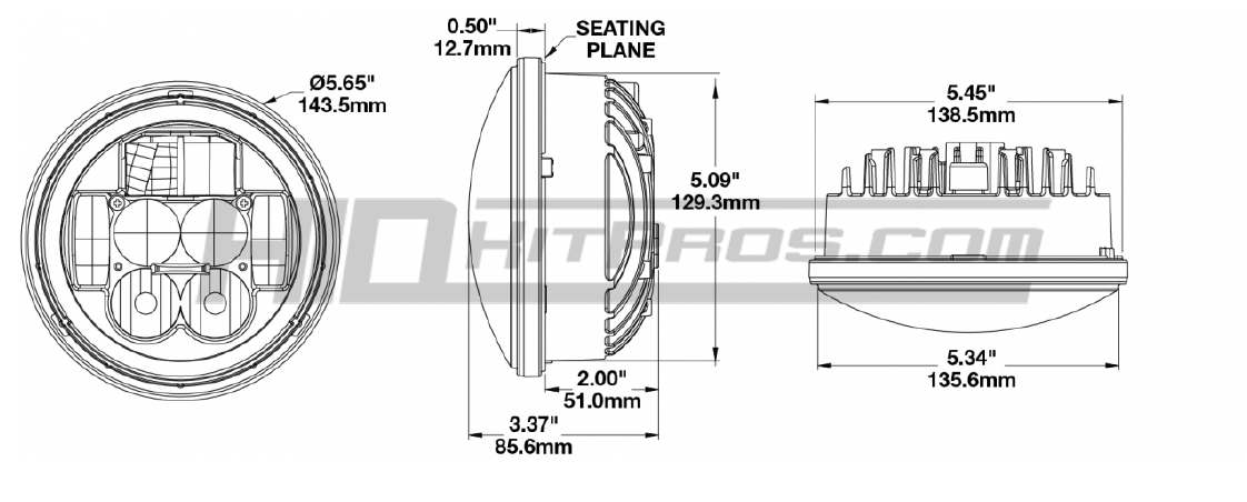 JW Speaker 8630 5 Inch Round Sealed Beam LED Conversion Headlight