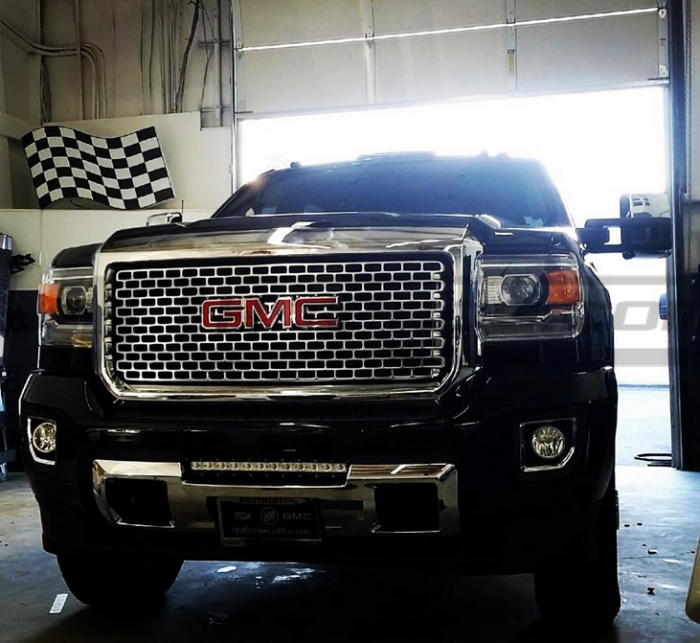 GMC Sierra Denali 2015 20 Inch Single Row CREE LED Light Bar in Lower Bumper