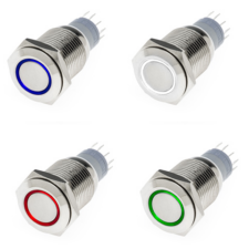 Chrome LED Angel Eye Halo Push Button Switch