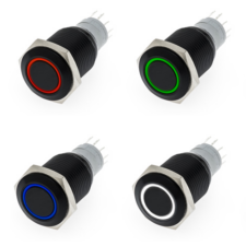 Black LED Angel Eye Halo Push Button Switch