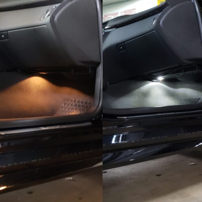 Cadillac CTS LED Footwell Stock vs LED Comparison