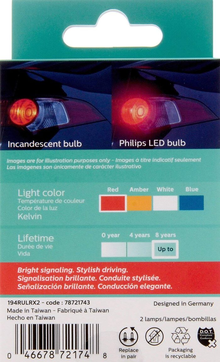 Red Philips Ultinon LED Bulbs
