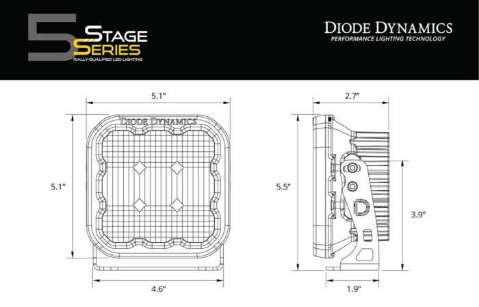 Diode Dynamics Stage Series SS5 Dimensions