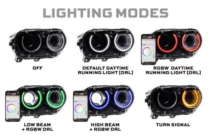 Challenger Color Changing LED Headlights Challenger Color Changing LED Headlights
