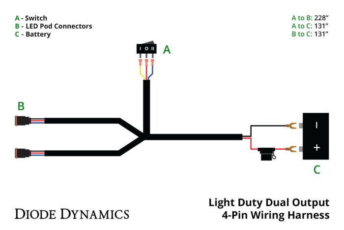 Diode Dynamics Relay 4 Pin Wire Harness
